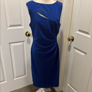 Tahari Sleeveless Cobalt Midi Dress with Cutout Detail